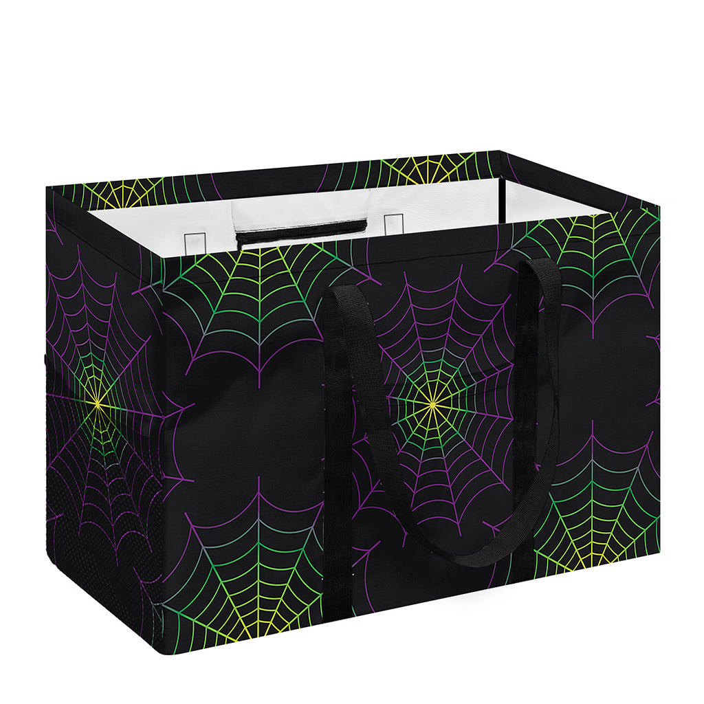 Purple And Green Spider Web Print Utility Tote Bag