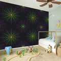 Purple And Green Spider Web Print Wall Sticker