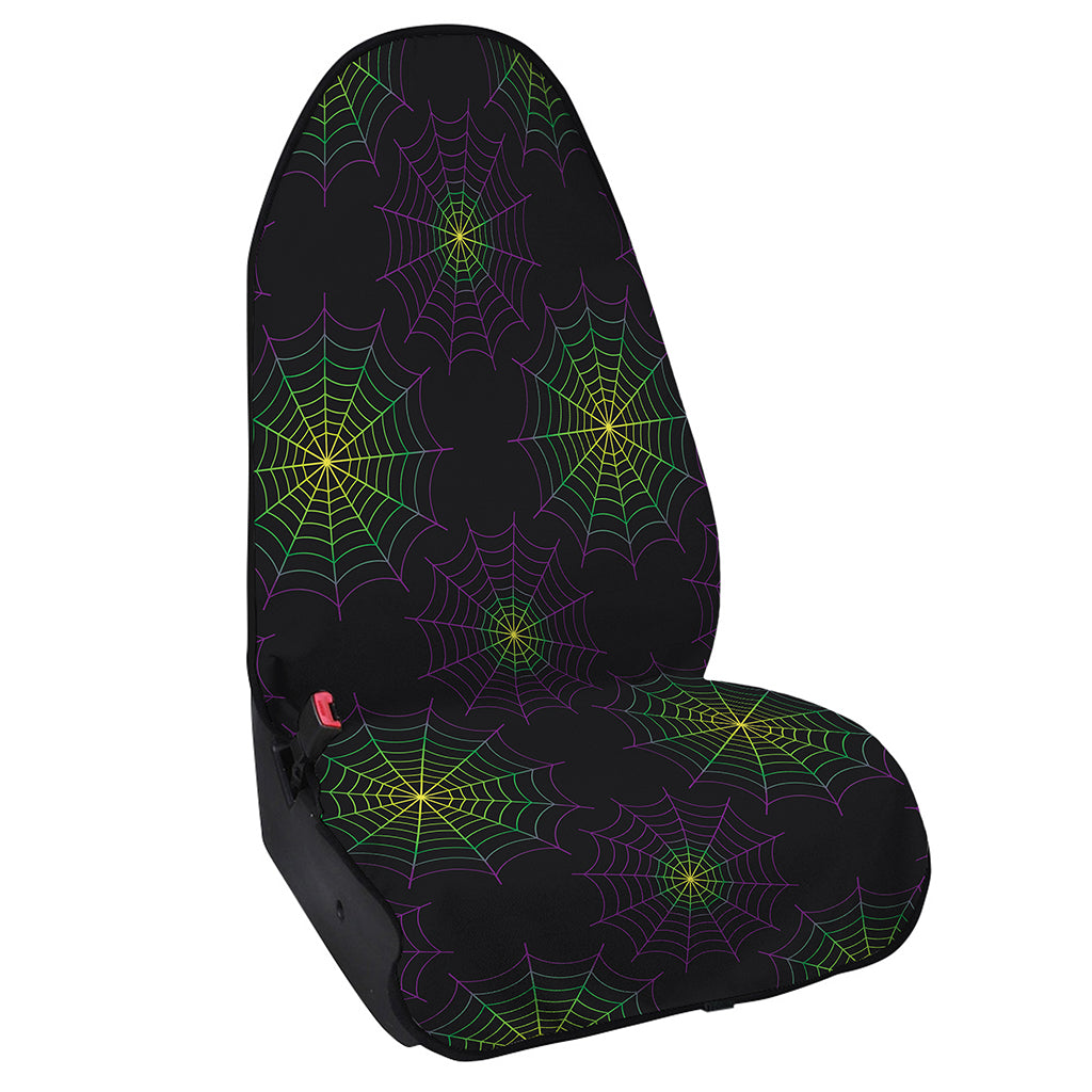 Purple And Green Spider Web Print Waterproof Car Seat Cover