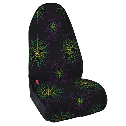 Purple And Green Spider Web Print Waterproof Car Seat Cover
