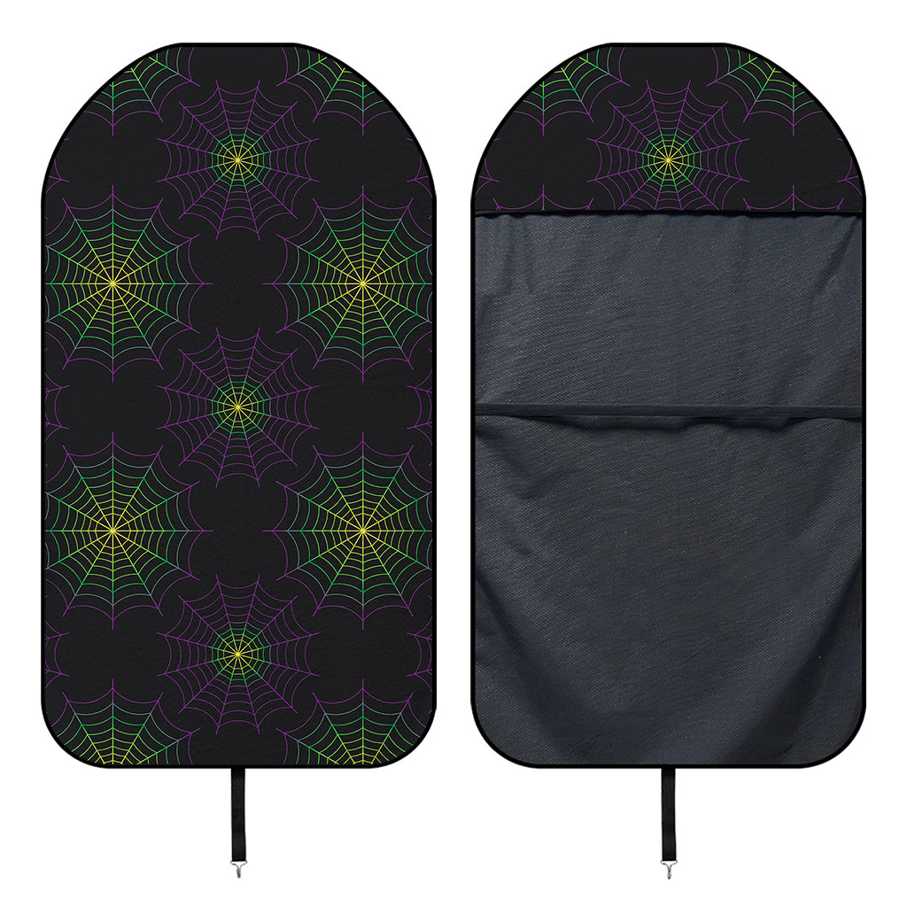 Purple And Green Spider Web Print Waterproof Car Seat Cover