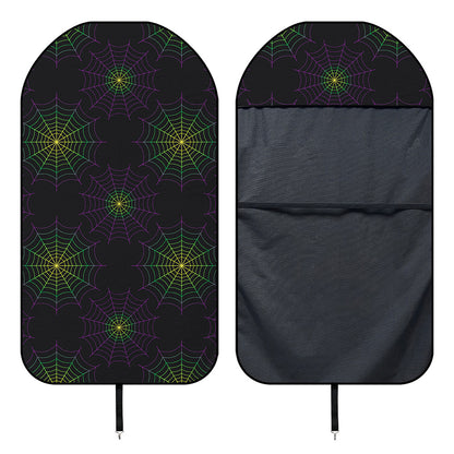 Purple And Green Spider Web Print Waterproof Car Seat Cover