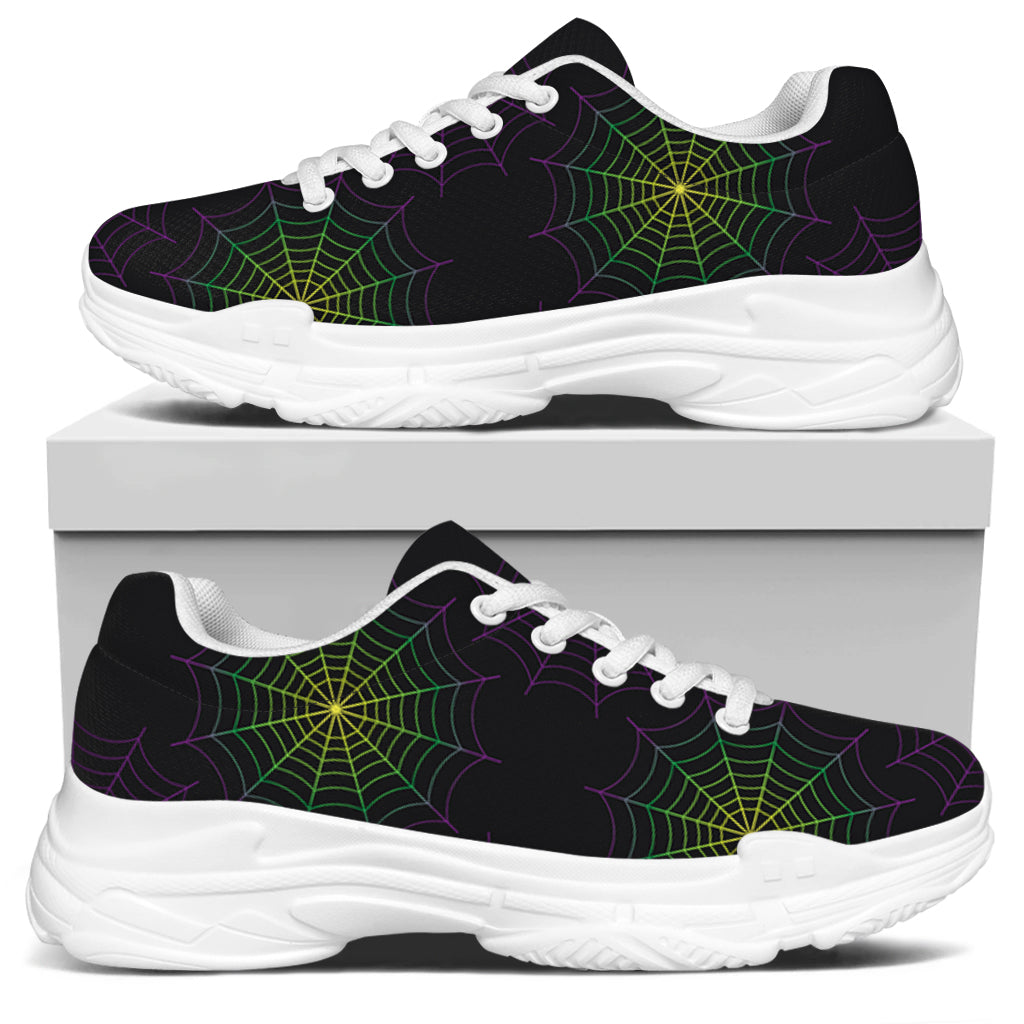 Purple And Green Spider Web Print White Chunky Shoes