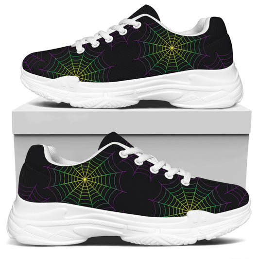 Purple And Green Spider Web Print White Chunky Shoes