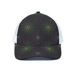 Purple And Green Spider Web Print White Mesh Trucker Cap