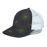 Purple And Green Spider Web Print White Mesh Trucker Cap