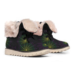 Purple And Green Spider Web Print Winter Boots