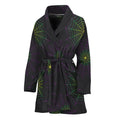 Purple And Green Spider Web Print Women's Bathrobe