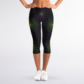 Purple And Green Spider Web Print Women's Capri Leggings