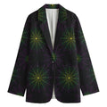 Purple And Green Spider Web Print Women's Cotton Blazer