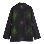 Purple And Green Spider Web Print Women's Cotton Blazer