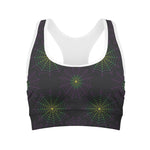 Purple And Green Spider Web Print Women's Sports Bra