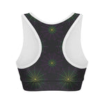 Purple And Green Spider Web Print Women's Sports Bra