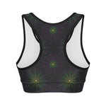 Purple And Green Spider Web Print Women's Sports Bra