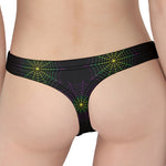 Purple And Green Spider Web Print Women's Thong