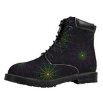 Purple And Green Spider Web Print Work Boots