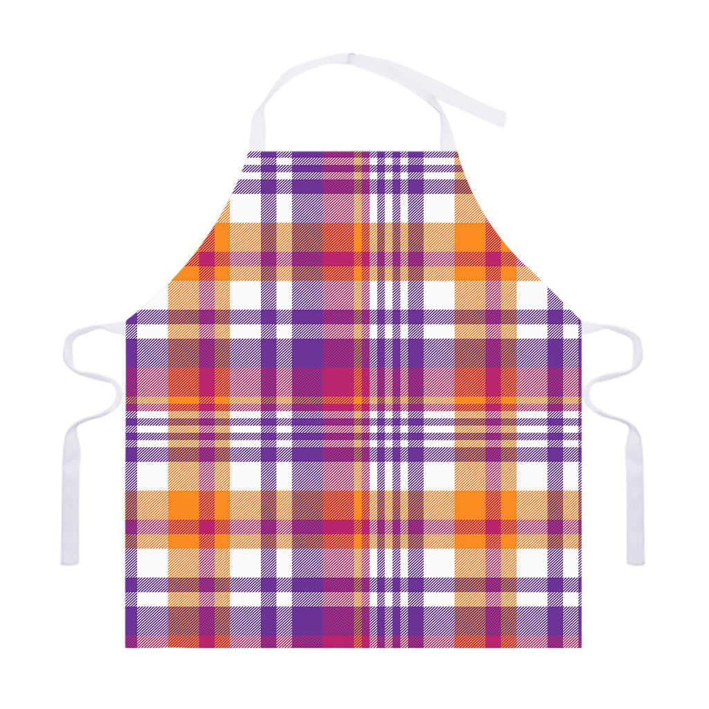 Purple And Orange Madras Plaid Print Adjustable Apron