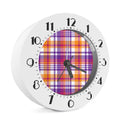 Purple And Orange Madras Plaid Print Alarm Clock