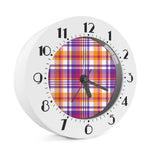 Purple And Orange Madras Plaid Print Alarm Clock