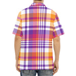 Purple And Orange Madras Plaid Print Aloha Shirt