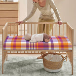 Purple And Orange Madras Plaid Print Baby Crib Sheet