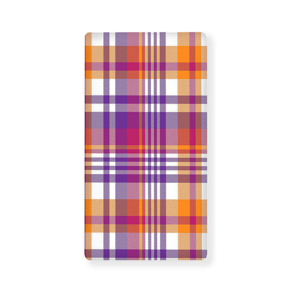 Purple And Orange Madras Plaid Print Baby Crib Sheet