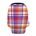 Purple And Orange Madras Plaid Print Baby Seat Cover