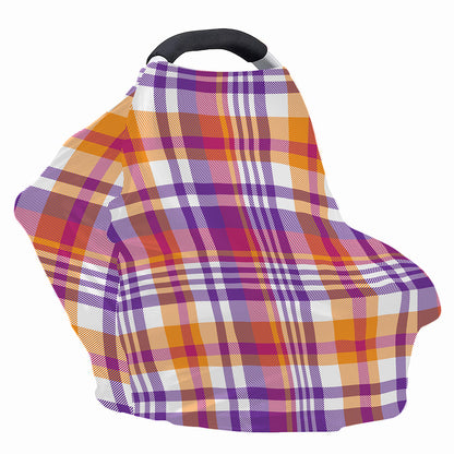 Purple And Orange Madras Plaid Print Baby Seat Cover