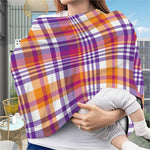 Purple And Orange Madras Plaid Print Baby Seat Cover