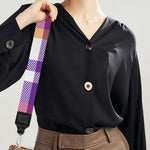 Purple And Orange Madras Plaid Print Bag Strap