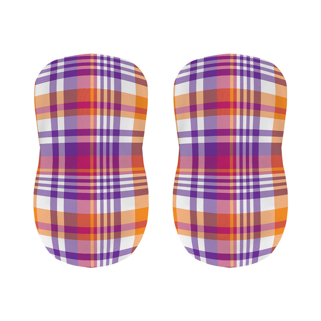Purple And Orange Madras Plaid Print Bar Stool Covers