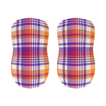 Purple And Orange Madras Plaid Print Bar Stool Covers