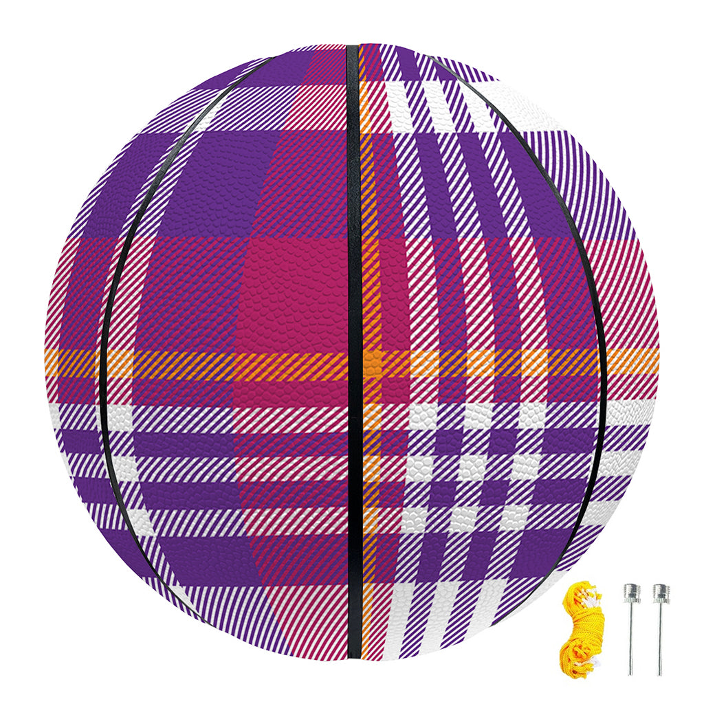 Purple And Orange Madras Plaid Print Basketball