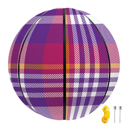 Purple And Orange Madras Plaid Print Basketball