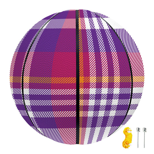 Purple And Orange Madras Plaid Print Basketball