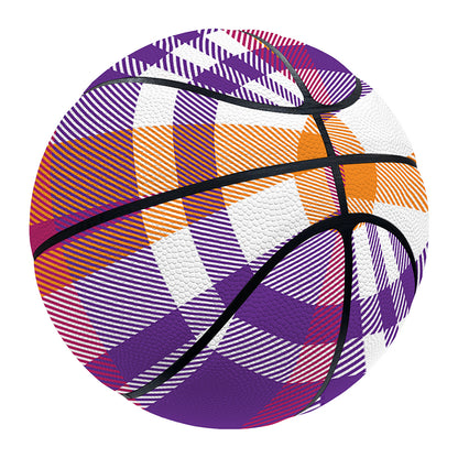 Purple And Orange Madras Plaid Print Basketball