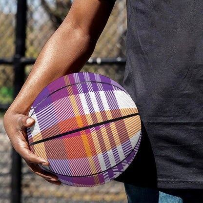 Purple And Orange Madras Plaid Print Basketball