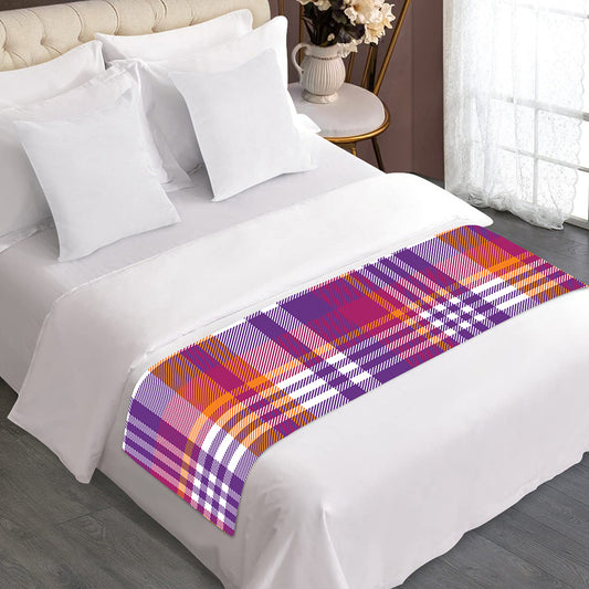 Purple And Orange Madras Plaid Print Bed Runner