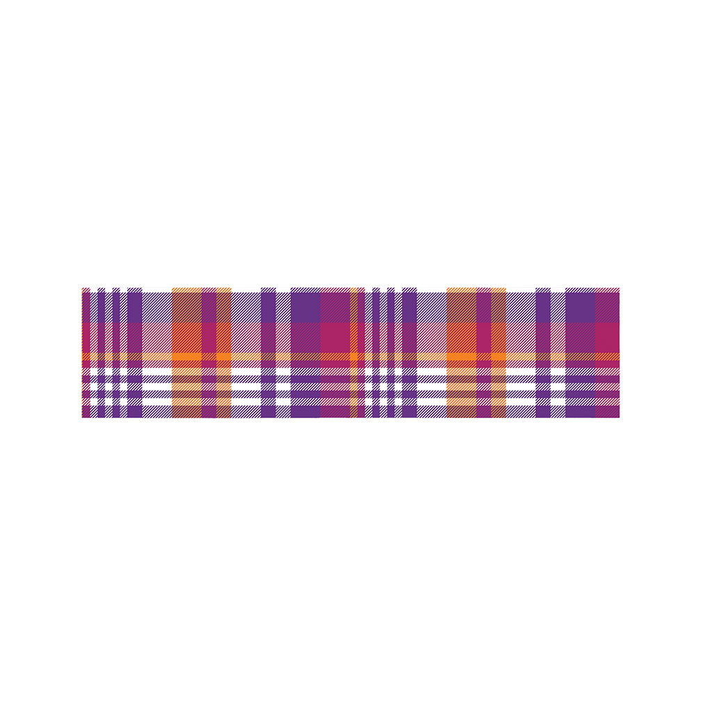 Purple And Orange Madras Plaid Print Bed Runner