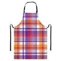 Purple And Orange Madras Plaid Print Bib Apron With Pocket