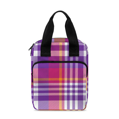 Purple And Orange Madras Plaid Print Bible Tote Bag