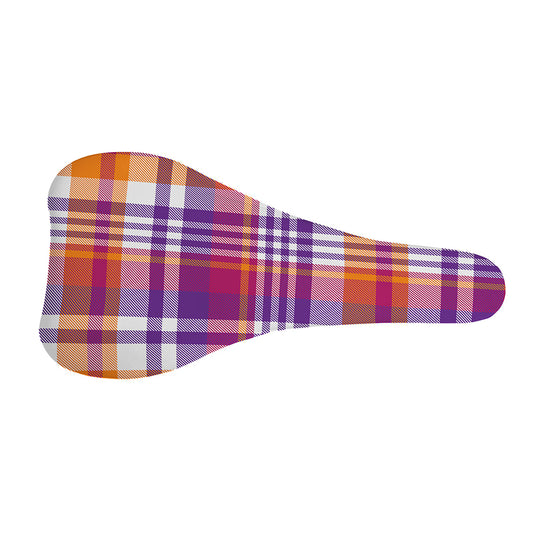 Purple And Orange Madras Plaid Print Bicycle Seat Cover