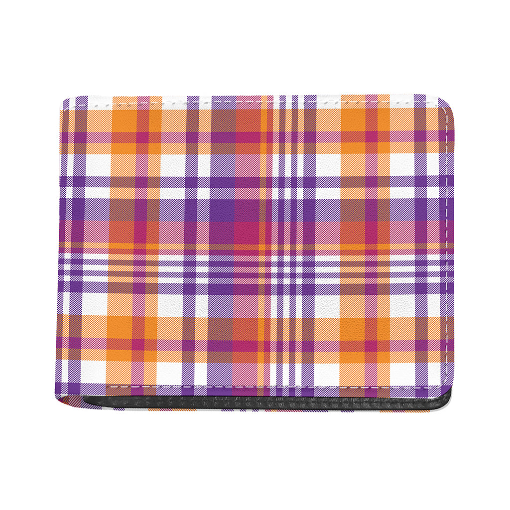 Purple And Orange Madras Plaid Print Bifold Wallet