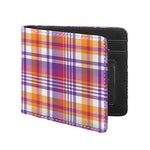 Purple And Orange Madras Plaid Print Bifold Wallet
