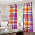 Purple And Orange Madras Plaid Print Dimout Grommet Curtains