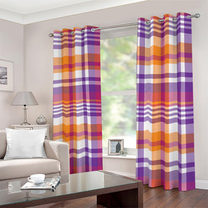 Purple And Orange Madras Plaid Print Blackout Grommet Curtains