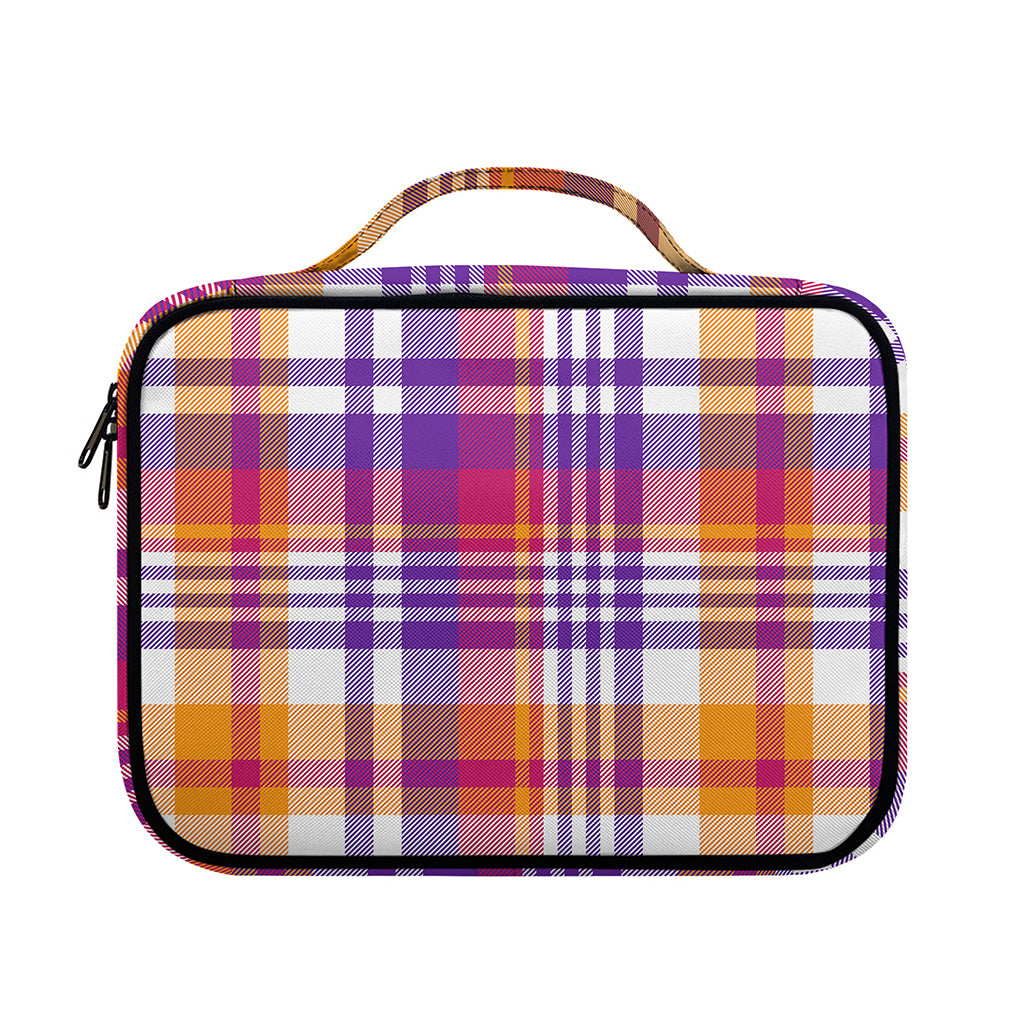 Purple And Orange Madras Plaid Print Briefcase Bible Bag