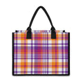 Purple And Orange Madras Plaid Print Canvas Tote Bag