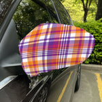 Purple And Orange Madras Plaid Print Car Side Mirror Covers