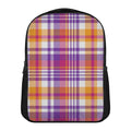 Purple And Orange Madras Plaid Print Casual Backpack